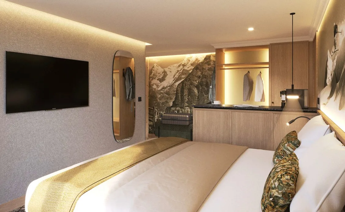 Hotel Eiger, Mürren: Corner Junior Suite mit Balkon und Eiger Bergblick