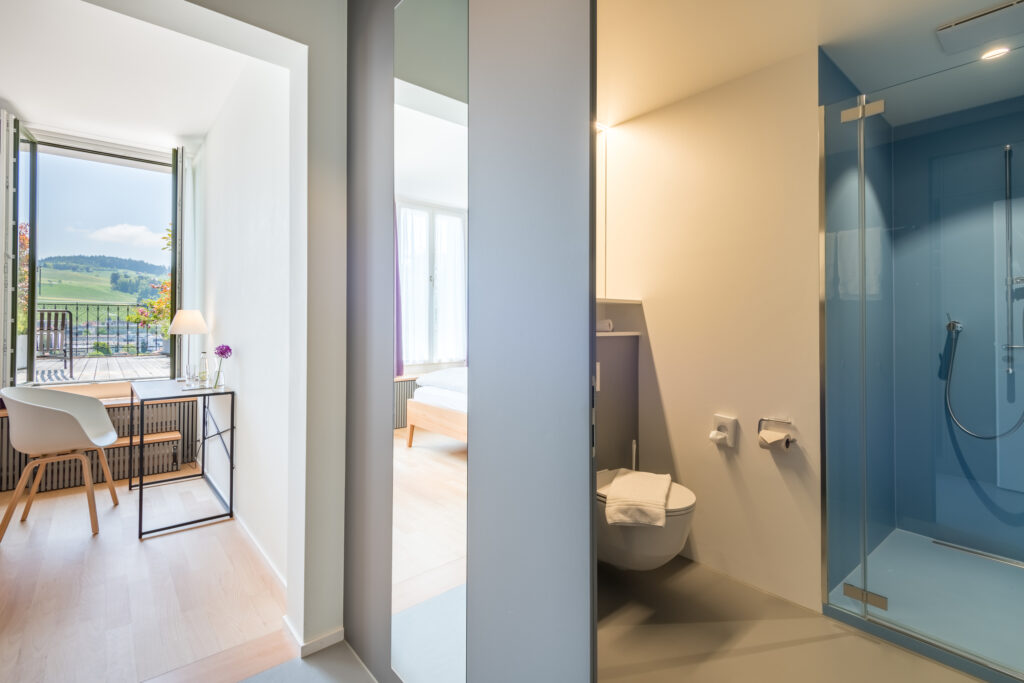 Chambre double avec salle de bain terrasse